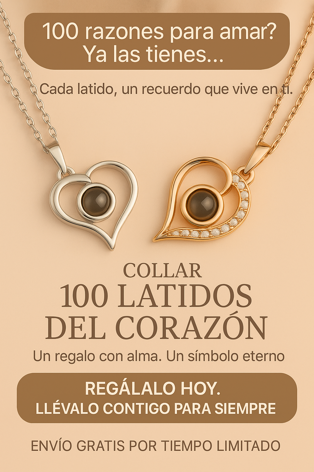 Collar te amo 100 latidos de corazon+ caja de lujo