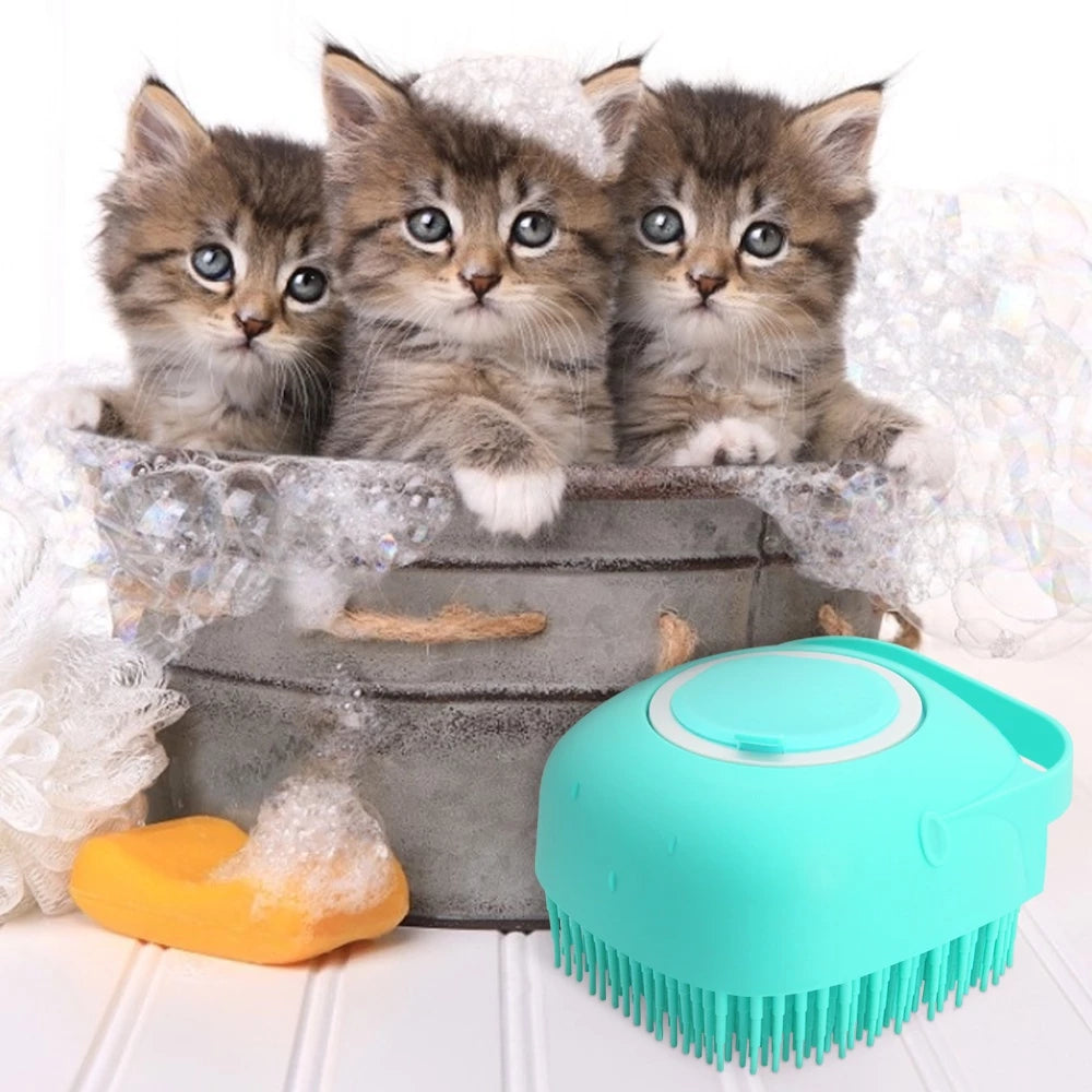 CEPILLO CORPORAL CON DISPENSADOR PARA MASCOTA