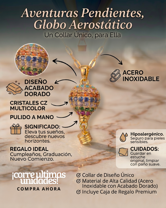 collar "Vuela Alto" - Globo Aerostáticos en Acero inoxidable