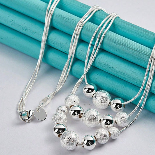 Collar Triple Capa "Lluvia de Plata" en Plata 925