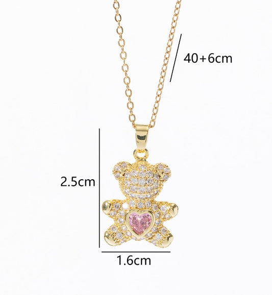 "Oso Teddy" con Pavé de Cristales y Corazón Rosa