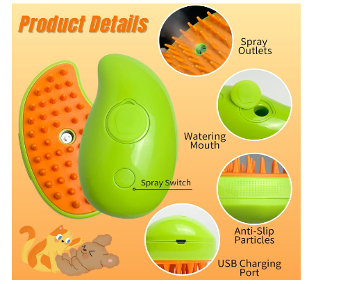 CEPILLO A VAPOR PARA MASCOTAS 3 EN 1 X 2 UNID