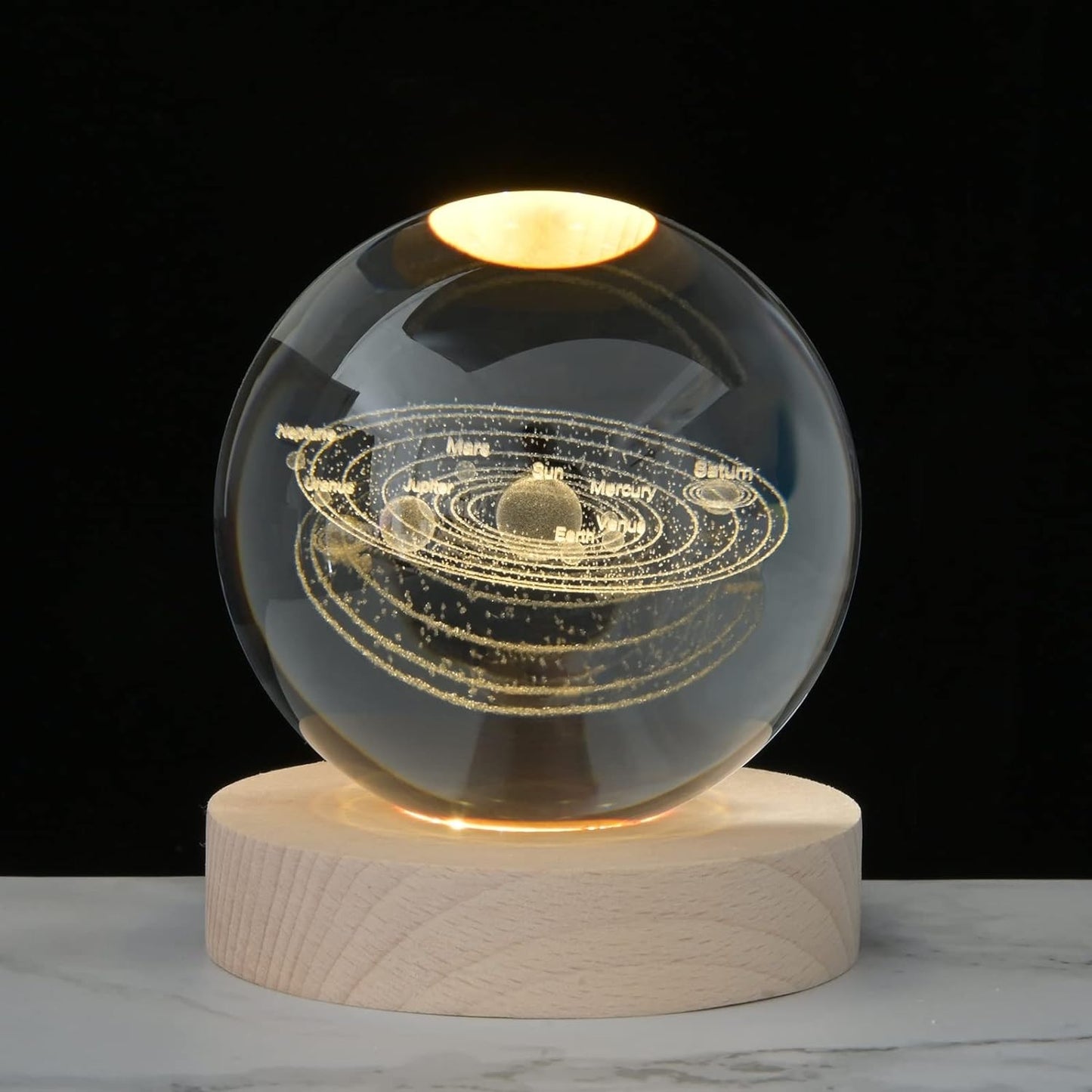 LAMPARA DE BOLA CRISTAL LUZ NOCTURNA 🌌