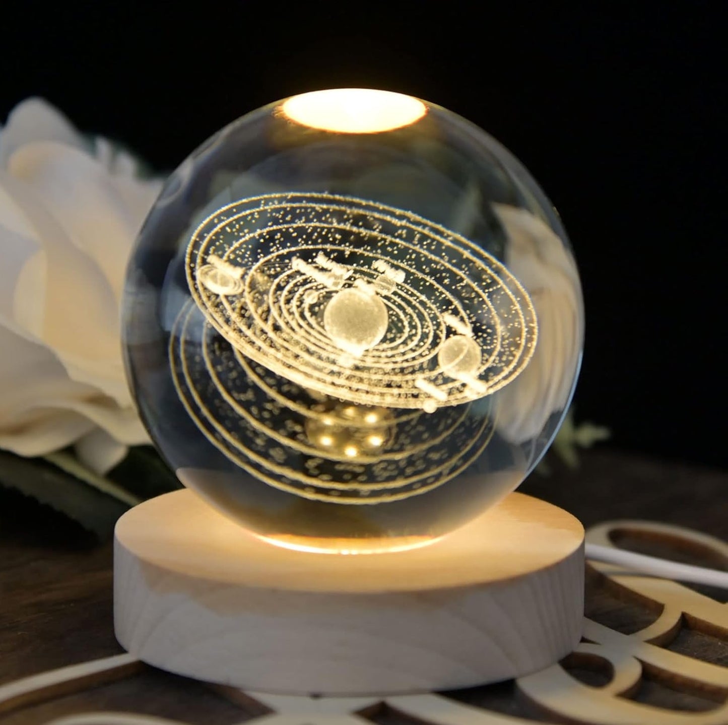 LAMPARA DE BOLA CRISTAL LUZ NOCTURNA 🌌