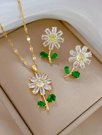 Set de Joyería "Jardín de Cristal" en Acero inoxidable