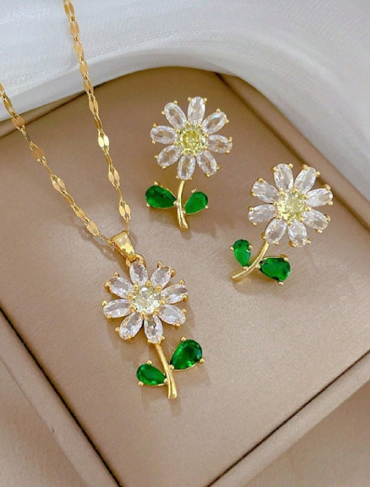 Set de Joyería "Jardín de Cristal" en Acero inoxidable
