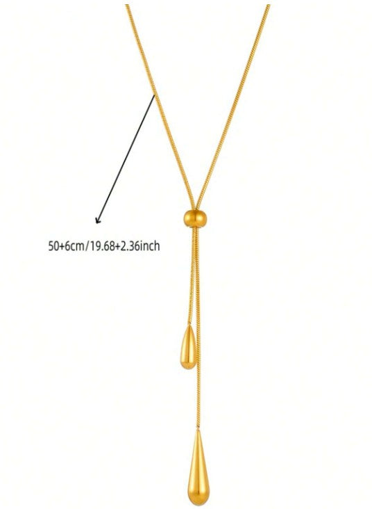 Set de joyería con colgante de lágrima chapado en oro de acero inoxidable