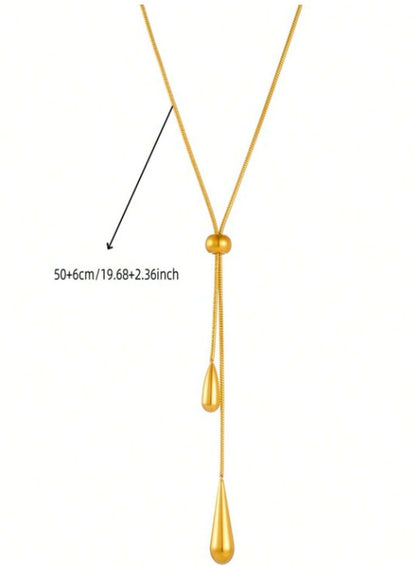 Set de joyería con colgante de lágrima chapado en oro de acero inoxidable
