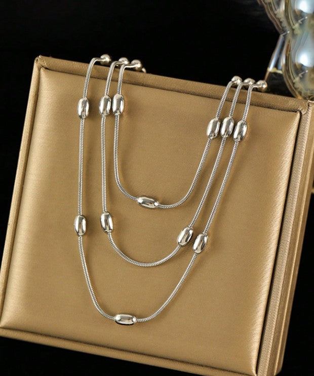 Collar Triple Capa "Lluvia de Plata" en 925