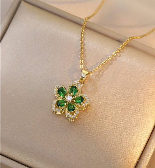 Collar de flor giratoria de cinco petalos antiestres