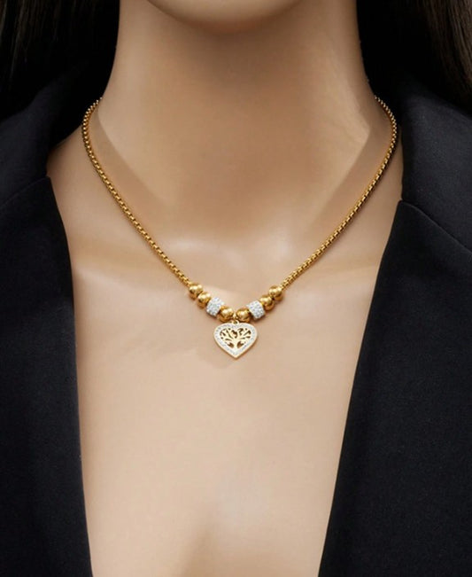 Collar "Corazón Árbol de la Vida" con Cadena Veneciana y Cristales
