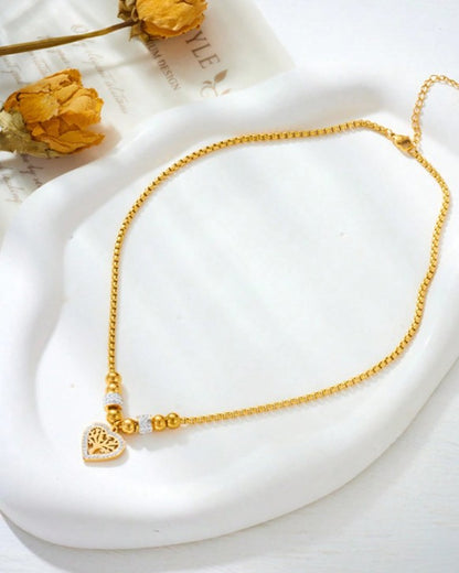 Collar "Corazón Árbol de la Vida" con Cadena Veneciana y Cristales