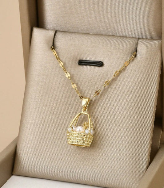 Collar "Cesta de Perlas" en Acero inoxidable