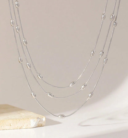 Collar Triple Capa "Lluvia de Plata" en 925