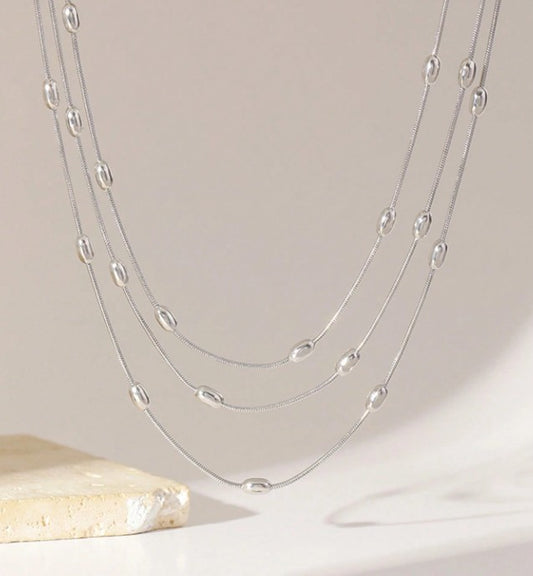 Collar Triple Capa "Lluvia de Plata" en 925