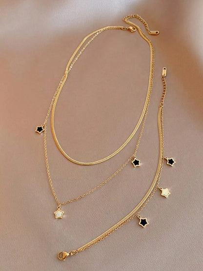 Set de Joyería de 3 Piezas de Estrella Negro y Acabado Dorado