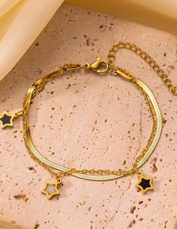 Set de Joyería de 3 Piezas de Estrella Negro y Acabado Dorado