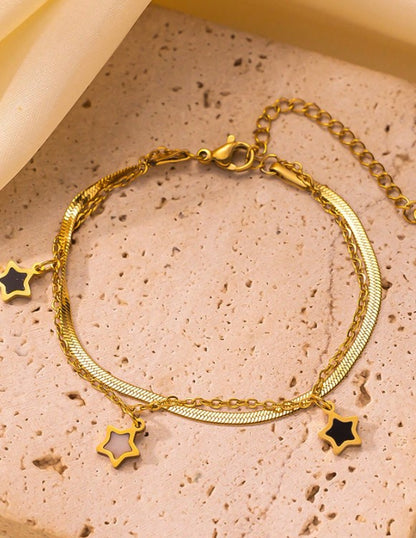 Set de Joyería de 3 Piezas de Estrella Negro y Acabado Dorado