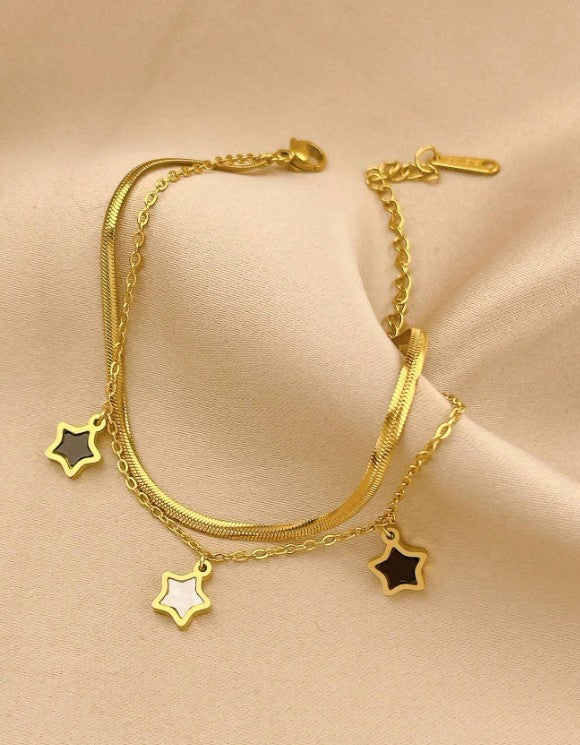 Set de Joyería de 3 Piezas de Estrella Negro y Acabado Dorado