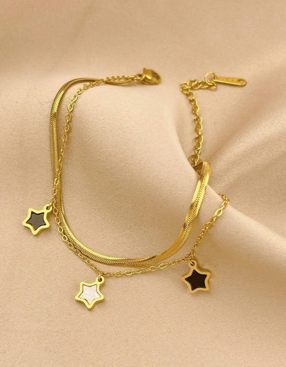 Set de Joyería de 3 Piezas de Estrella Negro y Acabado Dorado