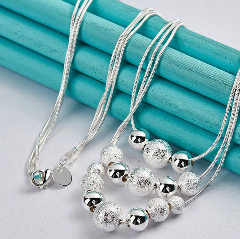 Collar Triple Capa "Lluvia de Plata" en Plata 925