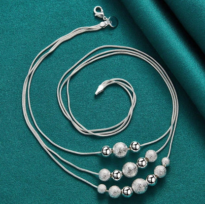 Collar Triple Capa "Lluvia de Plata" en Plata 925