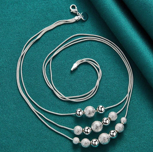 Collar Triple Capa "Lluvia de Plata" en Plata 925