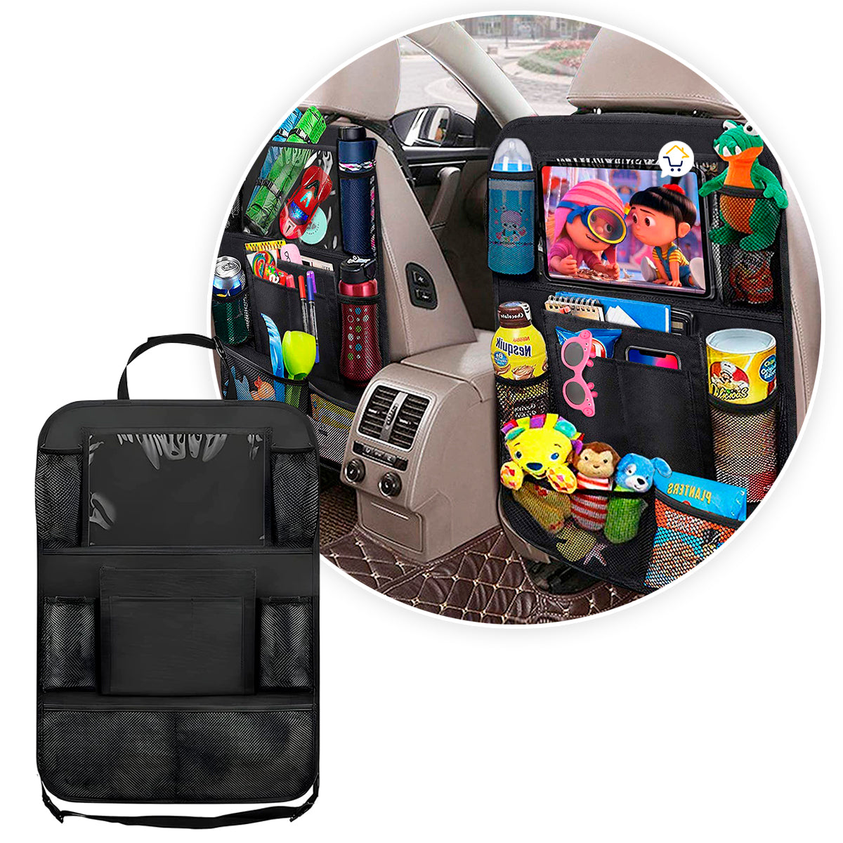 ORGANIZADOR DE ASIENTO TRASERO + SOPORTE PARA TABLET COCHE🚘