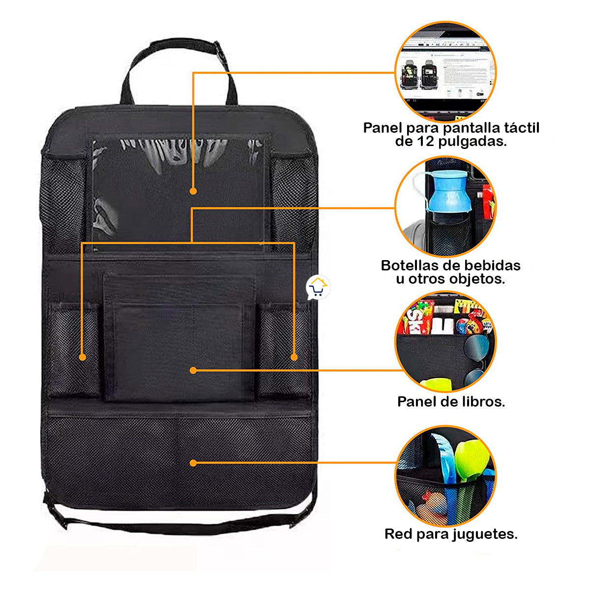 ORGANIZADOR DE ASIENTO TRASERO + SOPORTE PARA TABLET COCHE🚘