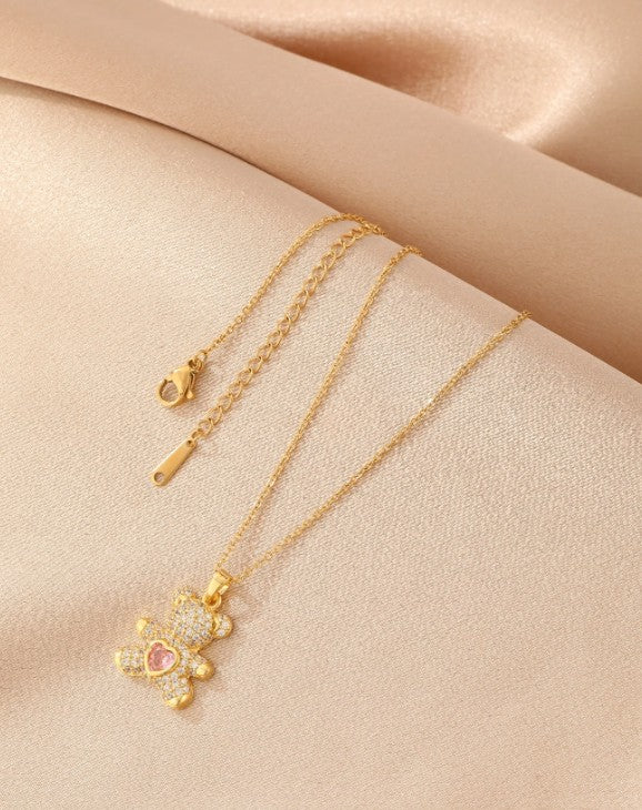 "Oso Teddy" con Pavé de Cristales y Corazón Rosa