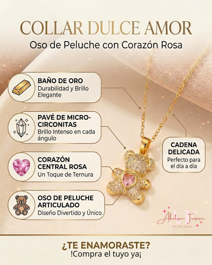 "Oso Teddy" con Pavé de Cristales y Corazón Rosa