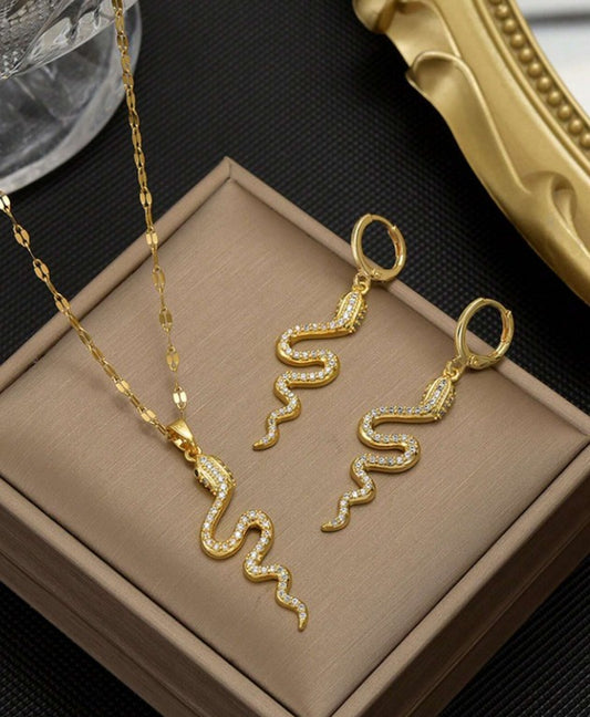 Set "Serpiente Real rhinestone de moda,