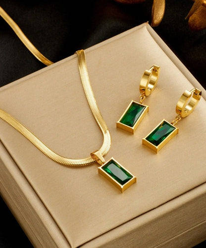 Set "Esmeralda Chic" -circonita cúbica y Cristal